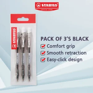 STABILO liner 308FW Fine Ballpoint Pen for Writing - Blue/Red/Black (3 Pcs Set/10 Pcs Box)