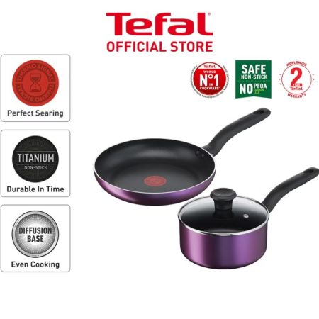 Tefal Cooking Source 3pcs Set (Frypan (24cm) + Saucepan (18cm) + Glass Lid (18cm)