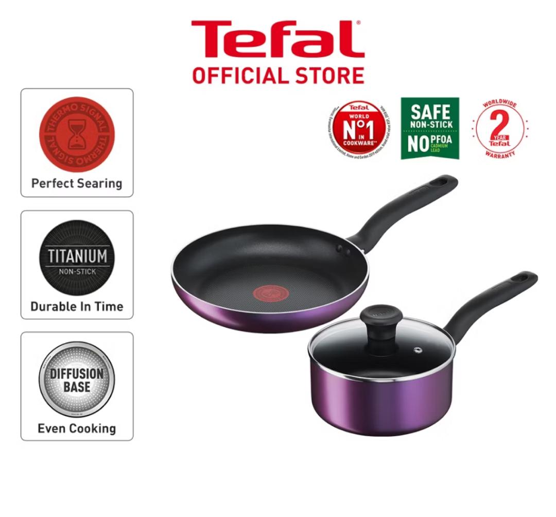 Tefal Cooking Source 3pcs Set (Frypan (24cm) + Saucepan (18cm) + Glass Lid (18cm)