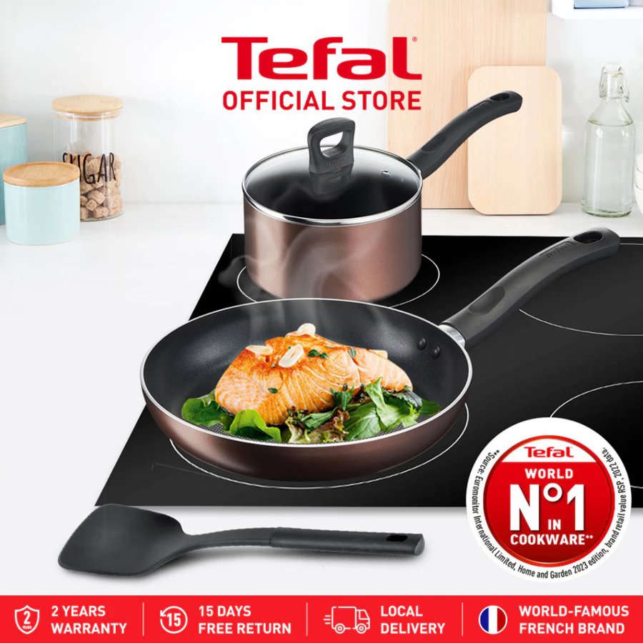 Tefal Day by Day 4pcs set (Frypan 24cm + Saucepan with lid 18cm + Small spatula)
