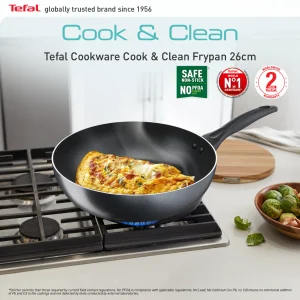 Tefal Cook & Clean Frypan 26cm (Non-stick Cookware, Titanium Non-stick coating, Thermo-signal, Diffusion base)88