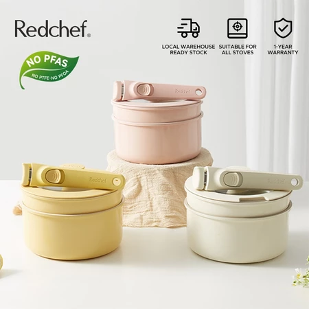 Redchef Non-Stick Ceramic Rock Cookware Set with Removable Handles 4 Pieces