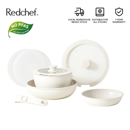Redchef Nonstick Ceramic Rock Cookware Set Handle Removable (8Pcs)