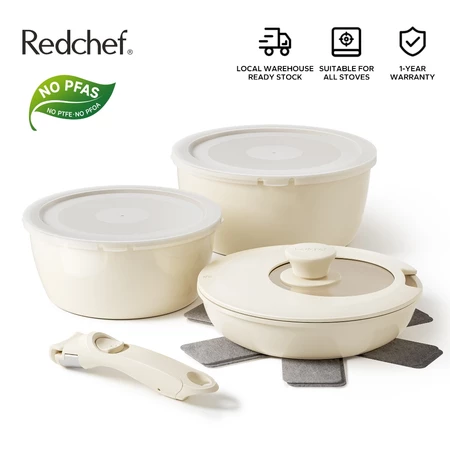 Redchef Nonstick Ceramic Rock Cookware 9Pcs Set