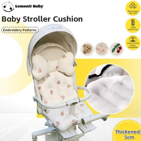 LemonU Baby Thickened Stroller Cushion Embroidery Portable Car Seat Chair Pad