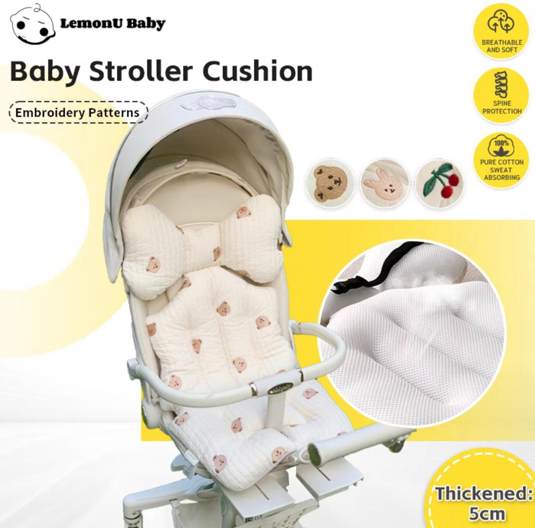 LemonU Baby Thickened Stroller Cushion Embroidery Portable Car Seat Chair Pad