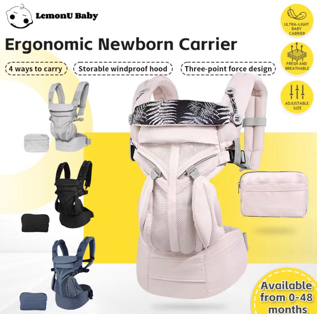 LemonU Bayi Ergonomik Pembawa Baru Lahir Sokongan Lumbar Pembawa Bahu Bernafas