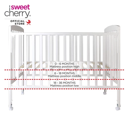 Sweet Cherry Wooden Fabio Baby Cot with Height Adjustable Layer - Image 2
