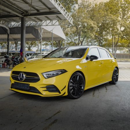 MERCEDES BENZ A35 AMG PREMIUM PLUS 4MATIC (UK SPEC) / 2022 / MOUNTAIN GREY METALLIC (Wrap Yellow)