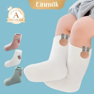Einmilk 3 Pairs Kids Socks Girl Boy Fashion Newborn Baby Toddler Footwear Anti Slip Cotton (3 Pairs/Pack)