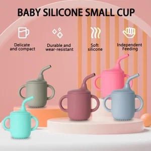 Einmilk Baby Food Grade Silicone Cup Newborn Training Cup Learning Cup Straw Cup BPA Free