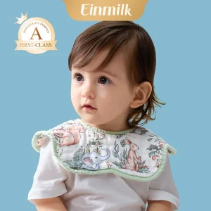 Einmilk Baby Bandana 360 Rotate Drool Bibs 100% Cotton 8 Layers Double Sides Use High Absorbency