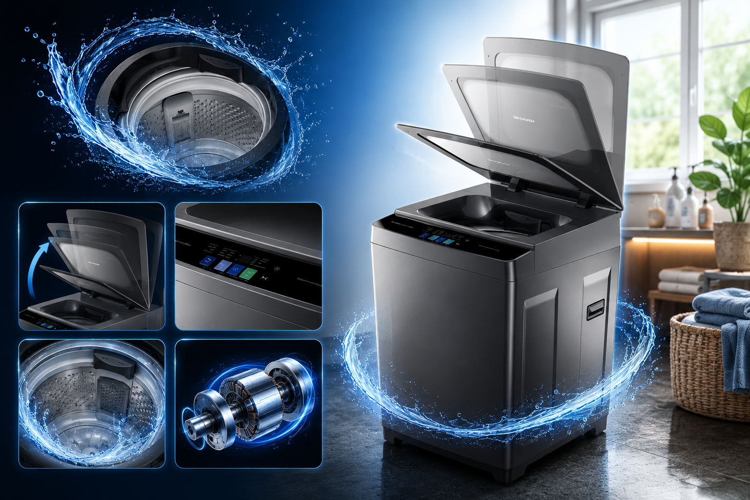 Sharp 12.5kg Fully Auto DD Inverter Washing Machine - Image 2