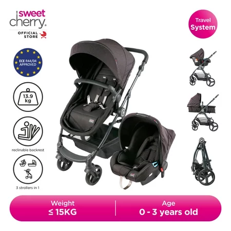 Sweet Cherry 3-in-1 Convertible Baby Stroller
