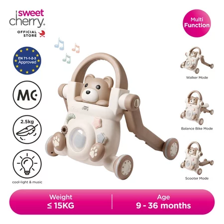Sweet Cherry Sit-to-Stand Multi-Function Learning Walker Teddy