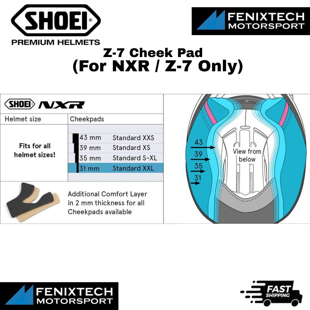 SHOEI Z-7 Cheek Pad ( For NXR / Z-7 Only ) Motorcycle Helmet Padding 100% Original - Image 3