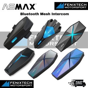 ASMAX Bluetooth Mesh Intercom 10 Riders ( S2 / Z1 Plus / F1 Plus / F1 Pro ) IP67 Waterproof Voice Command 100% Original