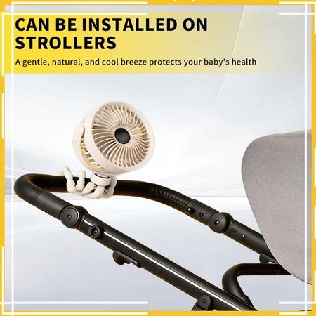LemonU Baby Kipas Stroller 5-speed Adjustable Rechargeable Mini Fan Portable Octopus Fan - Image 2