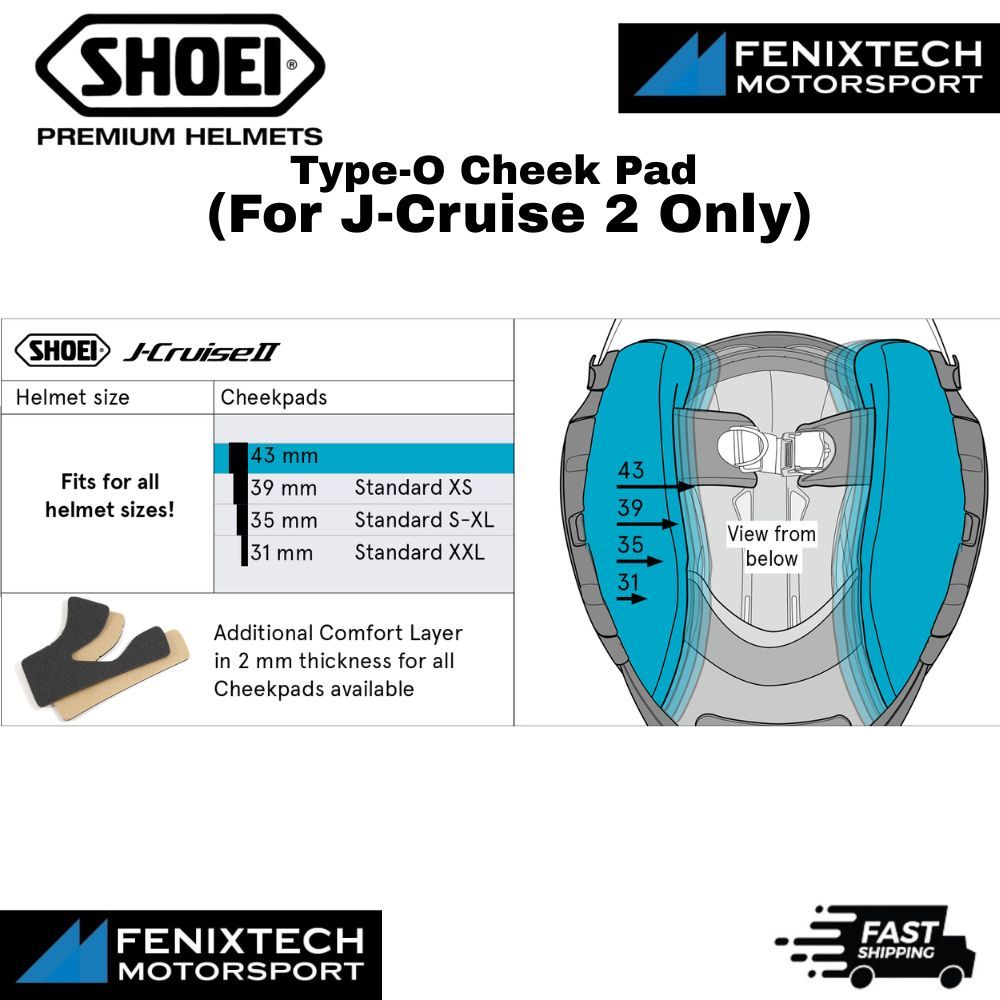 SHOEI Type-O Cheek Pad ( For J-Cruise II Only ) Motorcycle Helmet Padding 100% Original - Image 4