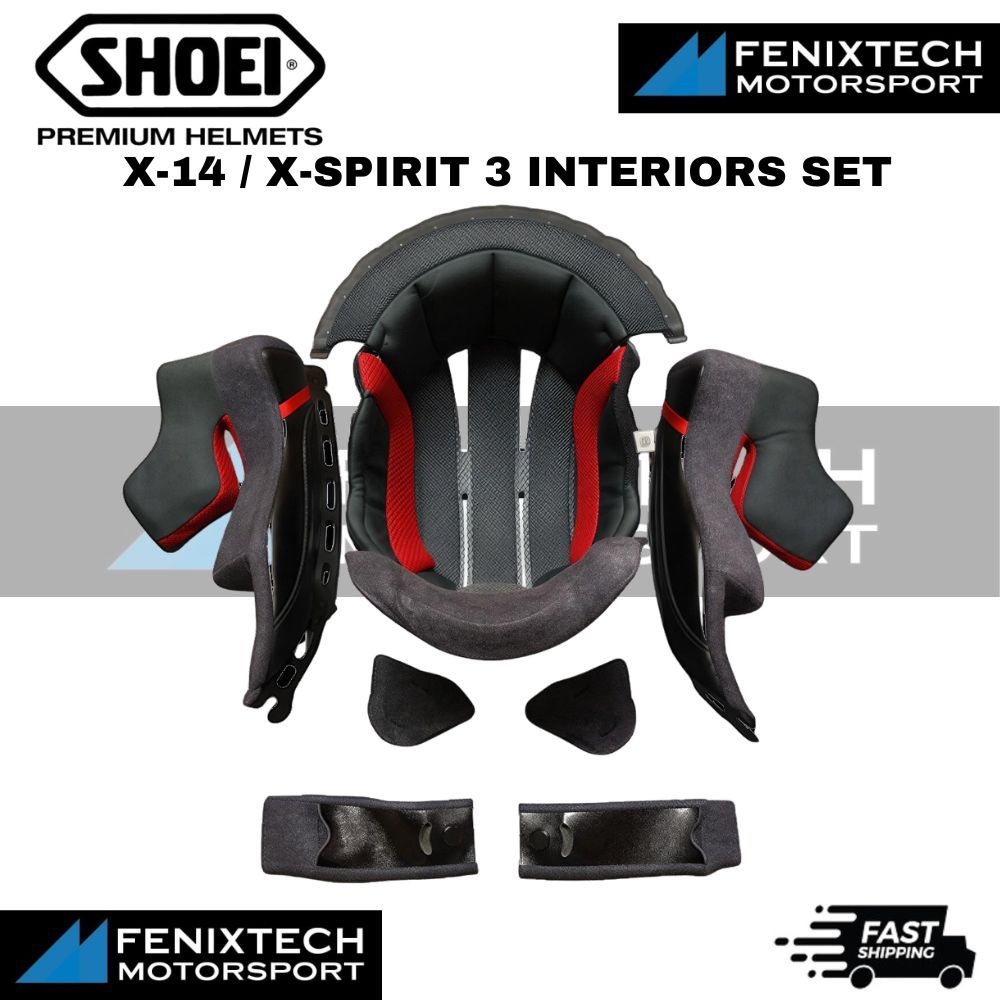 SHOEI X-14 / Xspirit 3 Interiors Set Motorcycle Helmet Padding Full Set ( ForX-14 / Xspirit 3 Only ) 100% Original